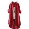Plaid Oversized Shirt for Women Casual High Low Lapel Button Long Sleeve Shirt Jacket Fall Lightweight Loose Fit Coat view 3