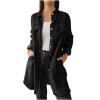 Denim Trench Coat Women Classic Long Jean Jacket Plus Size Long Sleeve Button Down Open Front Cardigan Denim Jacket view 1