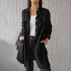 Denim Trench Coat Women Classic Long Jean Jacket Plus Size Long Sleeve Button Down Open Front Cardigan Denim Jacket view 2