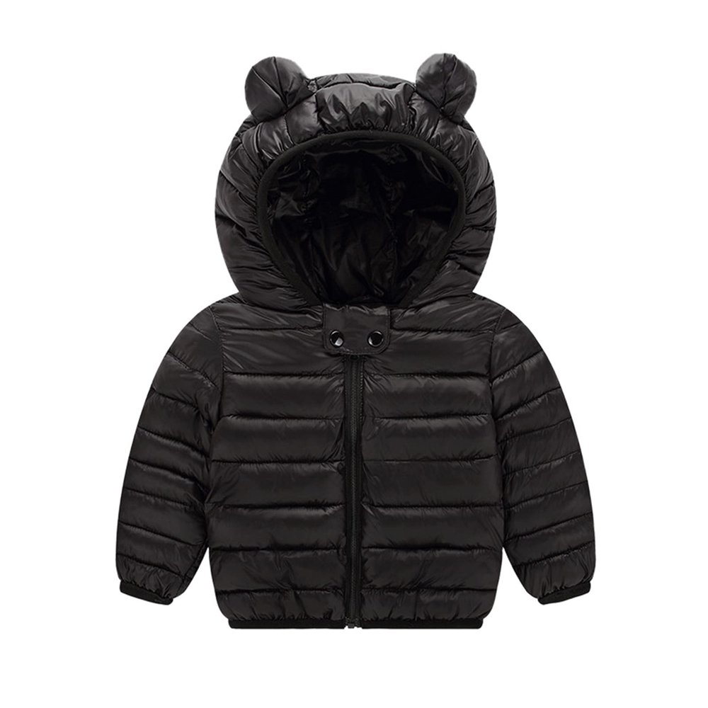 Kids Toddler Baby Girls Boys Winter Warm Thick Cotton Down Hooded Padded Clothes Coat Winter (Black-D, 6-12 Months)