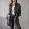 Denim Trench Coat Women Classic Long Jean Jacket Plus Size Long Sleeve Button Down Open Front Cardigan Denim Jacket view 2