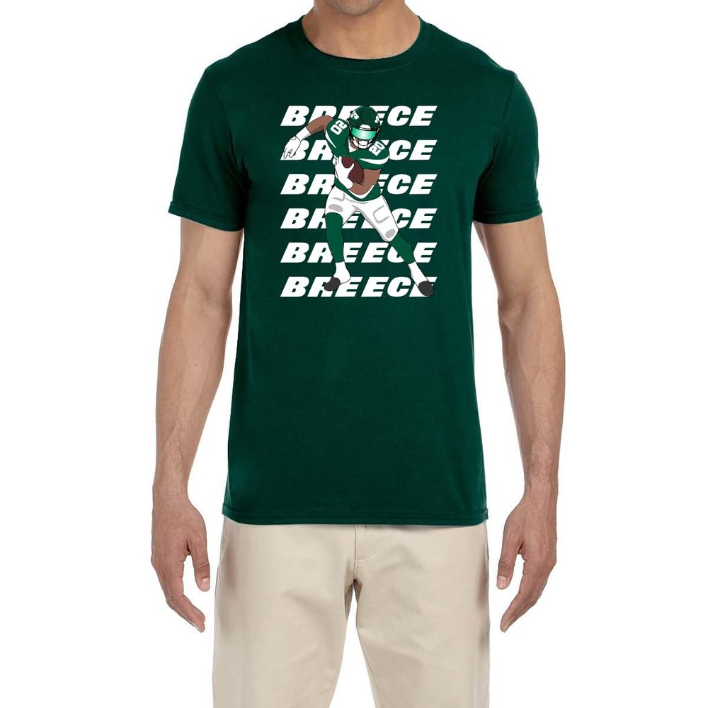 Green New York Breece Hall Text Pic T-Shirt Adult Large