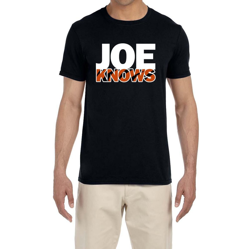 Black Cincinnati Joe Burrow Joe Knows T-Shirt Adult Medium