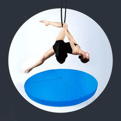 CMYUN Metal Lyra Hoop Pole Crash Mat, Safety Aerial Yoga Ring/Pole Dance Mat Thickened, Adult Kids Fitness Stripper Pole Mat Foldable, Yoga Mat(Blue,200cmx3cm(78.7"x1.2"))