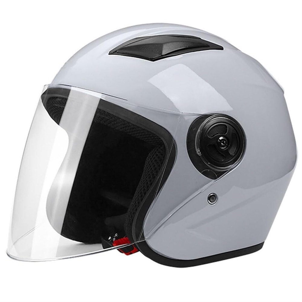 Four Seasons Motorcycle 3/4 Retro Helmet,Open Face Youth Vespa Half Helmet DOT Approved Vintage Electric Classic Bike Helmet Moped Chopper Bicycle Go-Kart Helmet for Men Women(Grey)