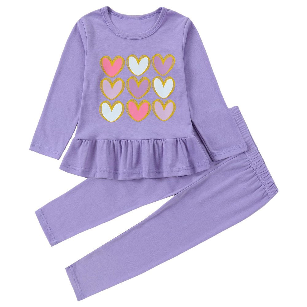 Toladuygo Toddler Girl Outfits Long Sleeve Valentines Heart Print T-Shirt Dress and Leggings Toddler Girl Fall Winter Clothes