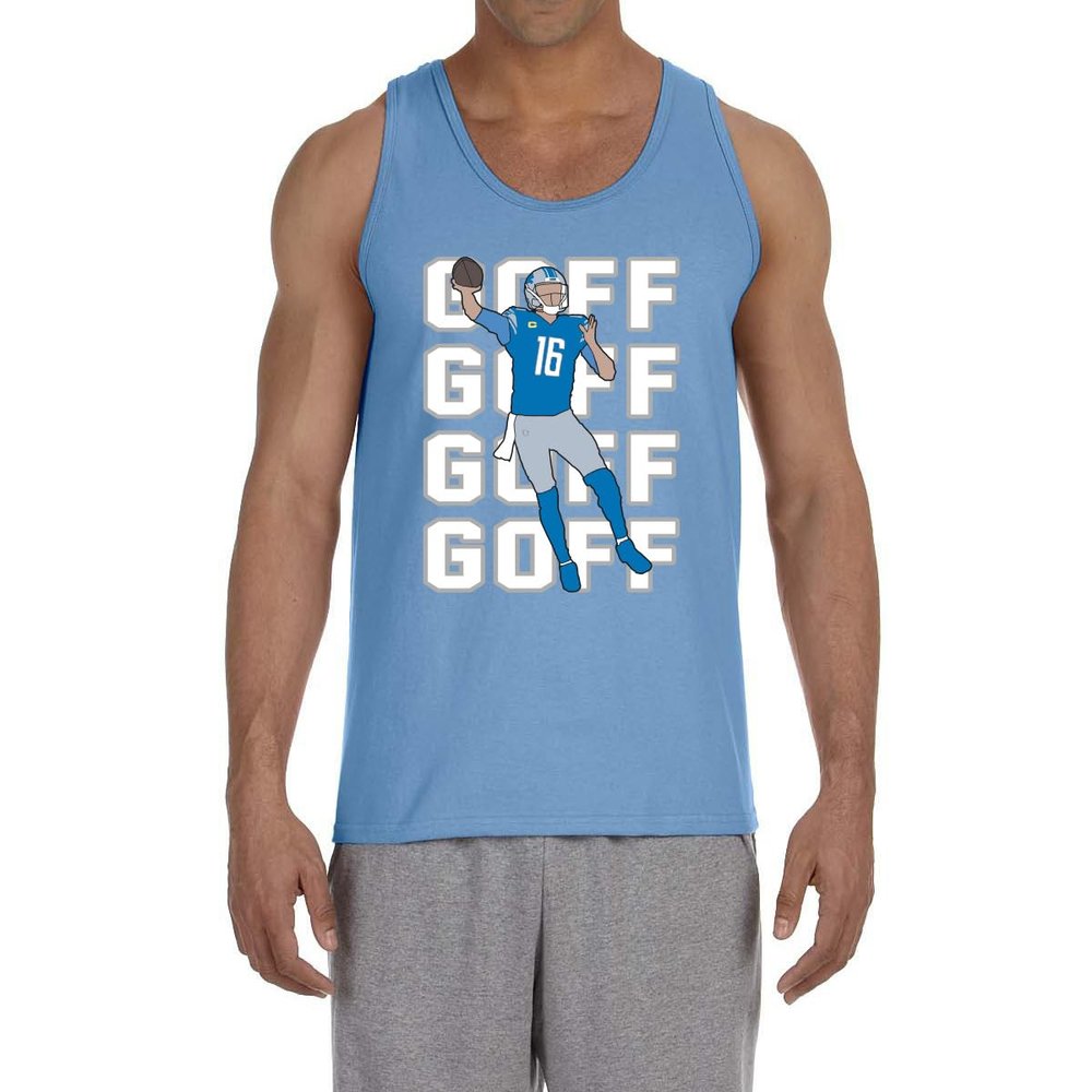 Blue Detroit Jared Goff Text Pic Tank Top Adult Large