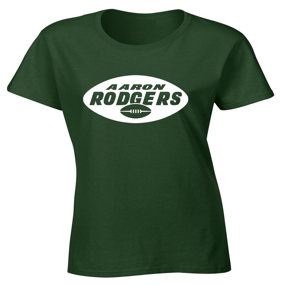 Green New York Aaron Rodgers Logo Womens T-Shirt Adult Medium