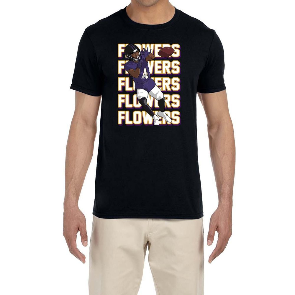 Tenacious Tops Black Baltimore Zay Flowers Text Pic T-Shirt Youth Small