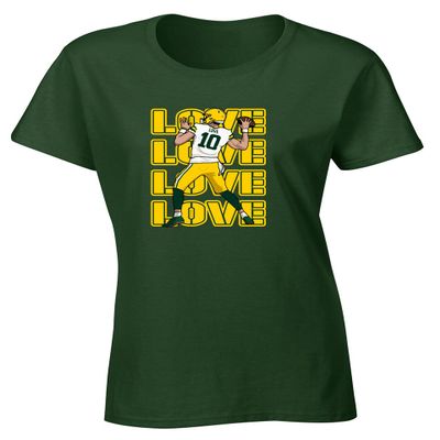Green Green Bay Jordan Love Text Pic Womens T-Shirt Adult XL