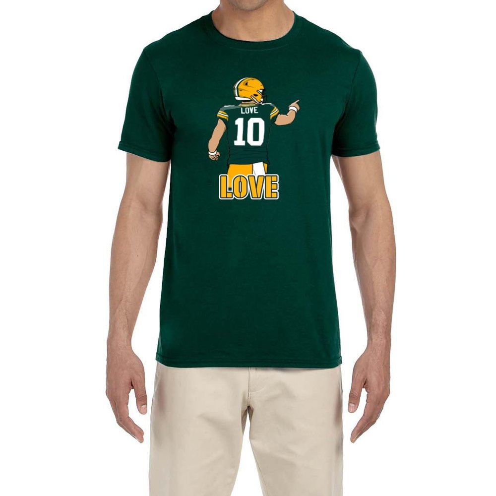 Green Green Bay Jordan Love Love Logo T-Shirt Adult Medium