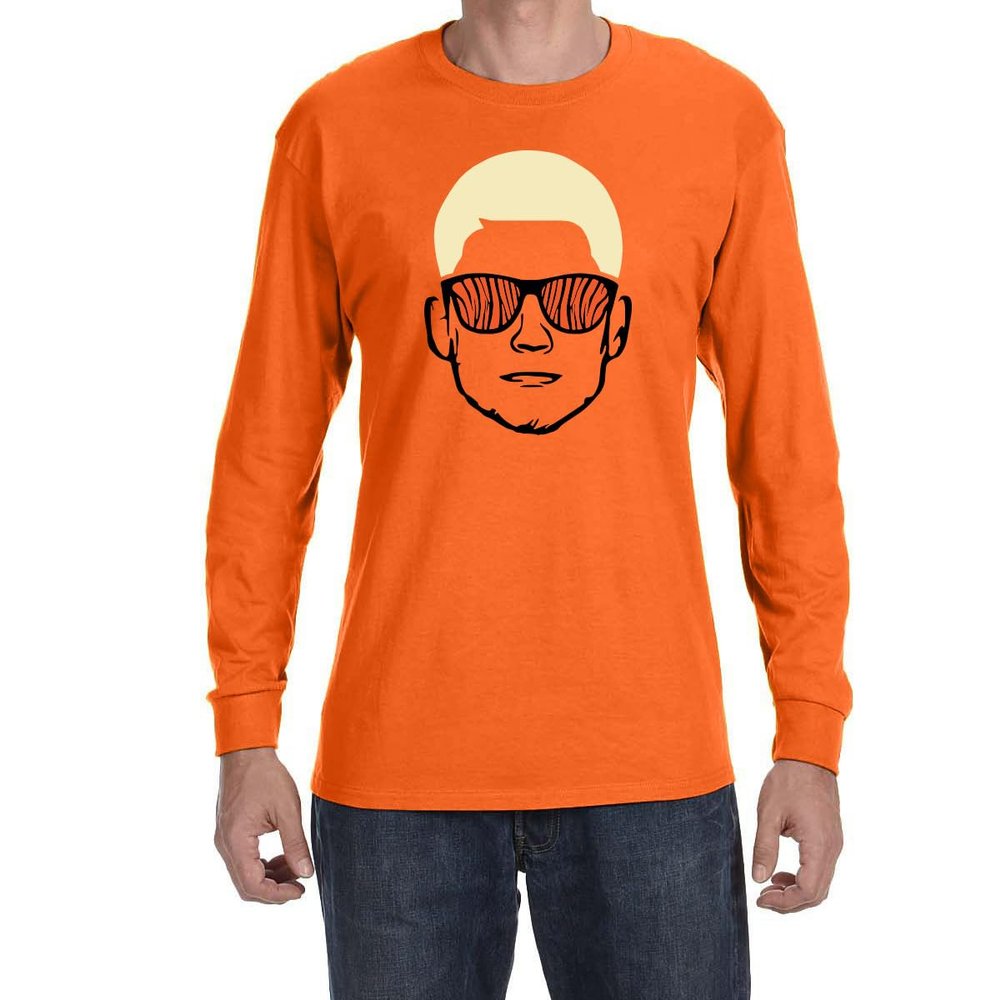Long Sleeve Orange Cincinnati Joe Burrow New Hair Logo T-Shirt Adult Small