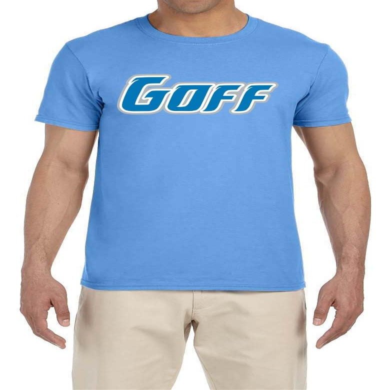Tenacious Tops Blue Detroit Jared Goff Goff Logo T-Shirt Youth Large