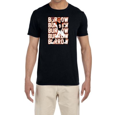 Black Cincinnati Joe Burrow Text Pic T-Shirt Youth XL