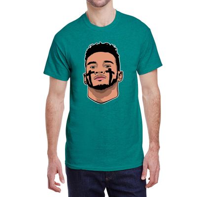 Tenacious Tops Green Miami Tua Tagovailoa Face Logo T-Shirt Adult Medium