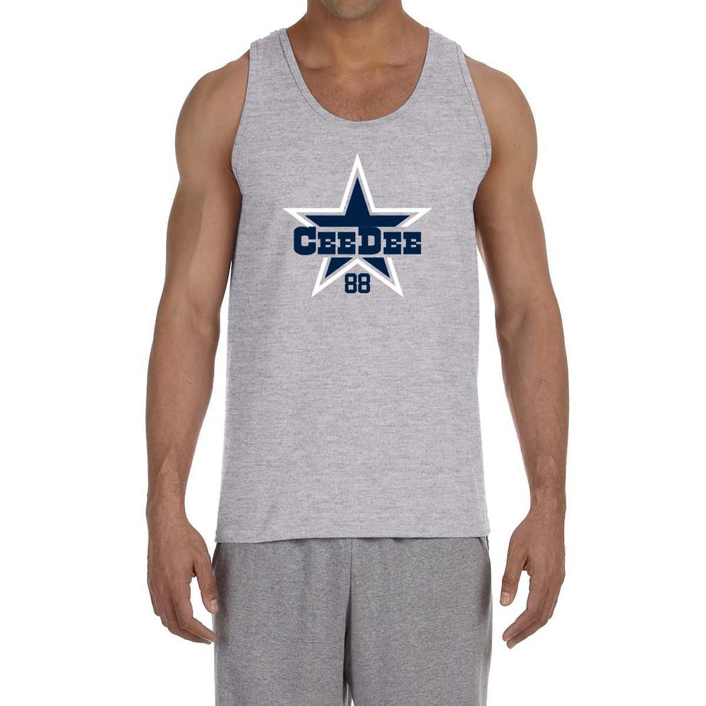 Gray Dallas CeeDee Lamb Logo Tank Top Adult Medium