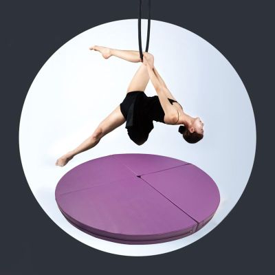 CMYUN Metal Lyra Hoop Pole Crash Mat, Safety Aerial Yoga Ring/Pole Dance Mat Thickened, Adult Kids Fitness Stripper Pole Mat Foldable, Yoga Mat(Purple,160cmx5cm(63"x2"))