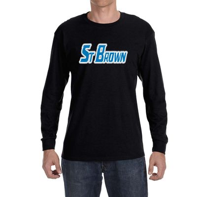 Long Sleeve Black Detroit Amon Ra St Brown St Brown Logo T-Shirt Youth XL