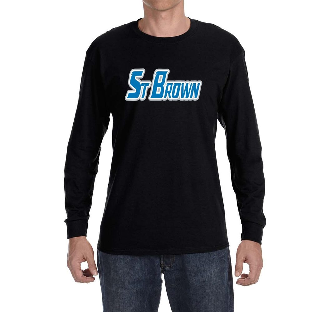 Long Sleeve Black Detroit Amon Ra St Brown St Brown Logo T-Shirt Youth XL