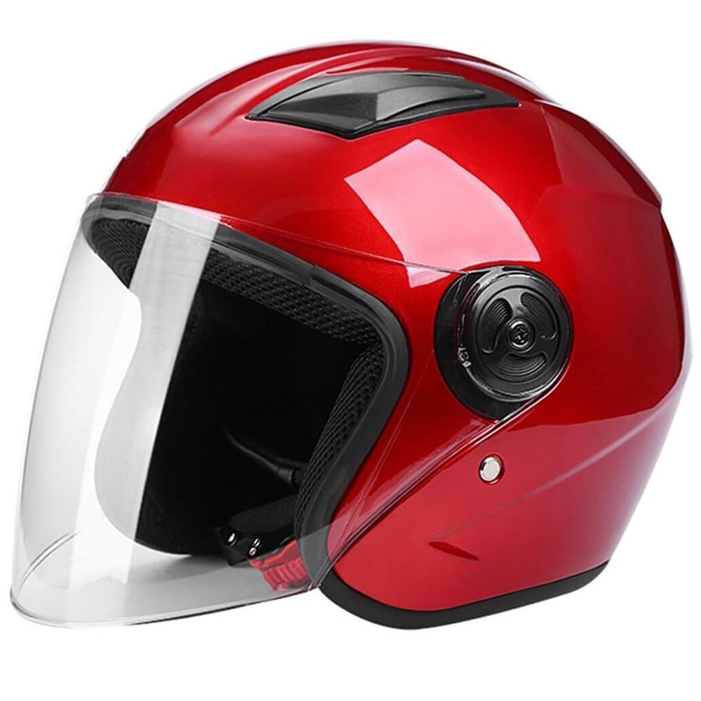 Four Seasons Motorcycle 3/4 Retro Helmet,Open Face Youth Vespa Half Helmet DOT Approved Vintage Electric Classic Bike Helmet Moped Chopper Bicycle Go-Kart Helmet for Men Women(Red)