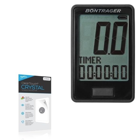 BoxWave Screen Protector Compatible with Bontrager RIDEtime Elite Cycling Computer - ClearTouch Crystal (2-Pack), HD Film Skin - Shields from Scratches