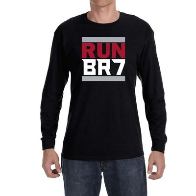 Tenacious Tops Long Sleeve Black Atlanta Bijan Robinson Run BR7 Logo T-Shirt Adult Medium