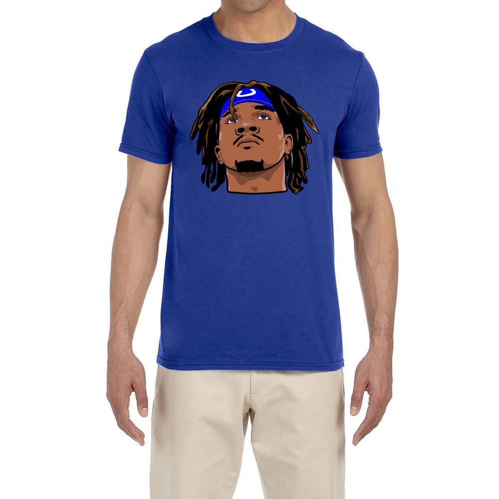 Tenacious Tops Blue Indianapolis Anthony Richardson Face Logo T-Shirt Adult 2XL