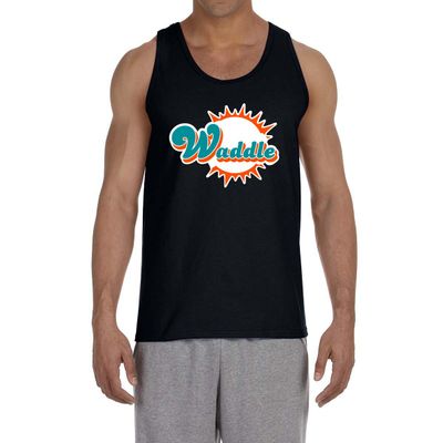 Tenacious Tops Black Miami Jaylen Waddle Waddle Logo Tank Top Adult XL