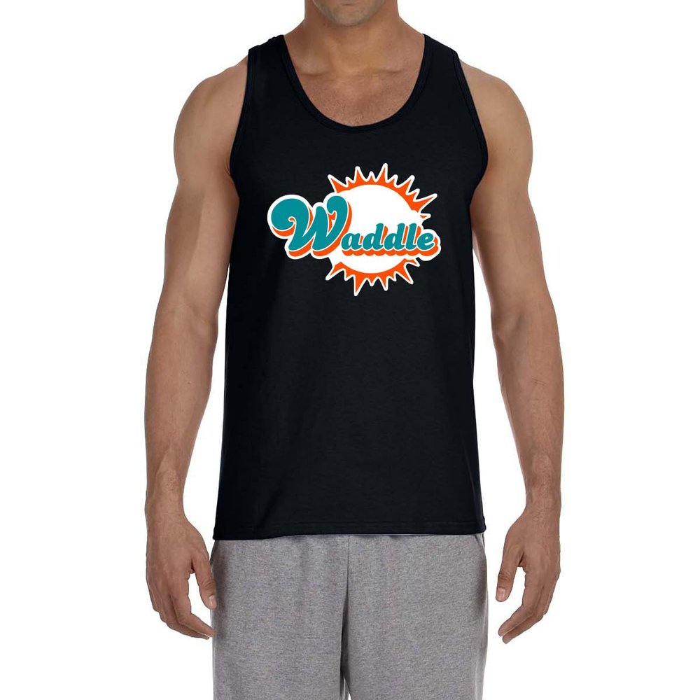 Tenacious Tops Black Miami Jaylen Waddle Waddle Logo Tank Top Adult XL
