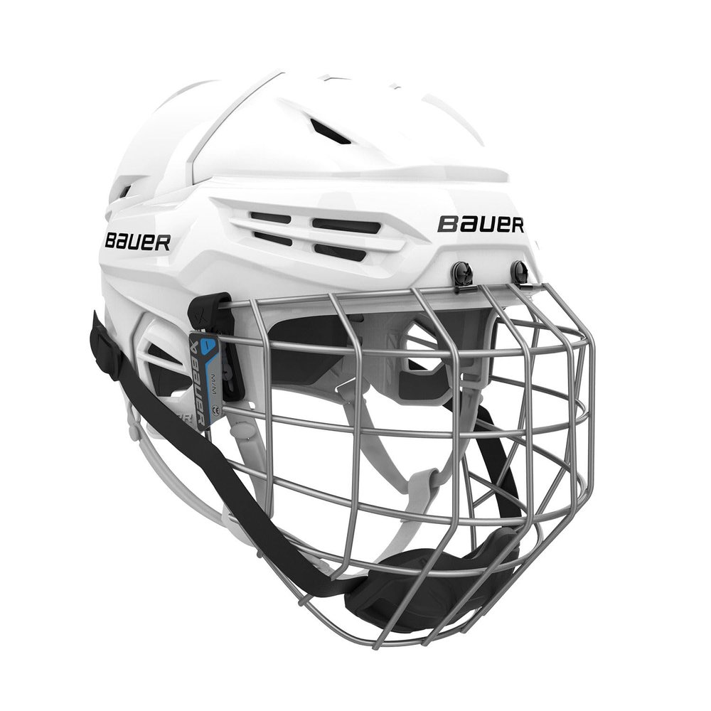 Bauer Re-Akt 55 Hockey Helmet Combo with Facemask, Senior (White, Medium)