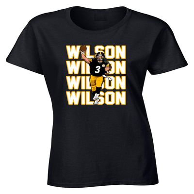 Black Pittsburgh Russell Wilson Text Pic Womens T-Shirt Adult Medium