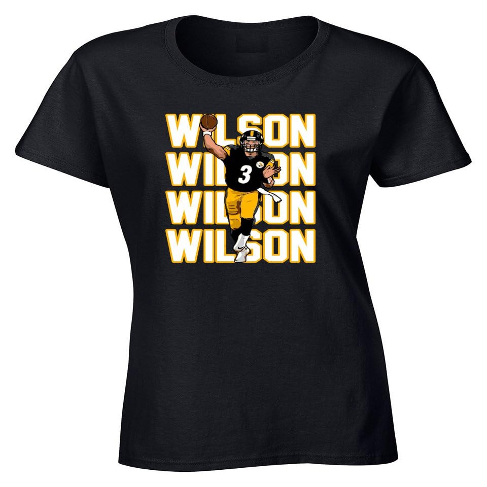 Black Pittsburgh Russell Wilson Text Pic Womens T-Shirt Adult Medium