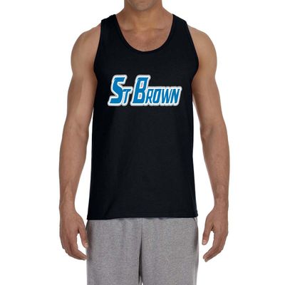Black Detroit Amon Ra St Brown St Brown Logo Tank Top Adult Small