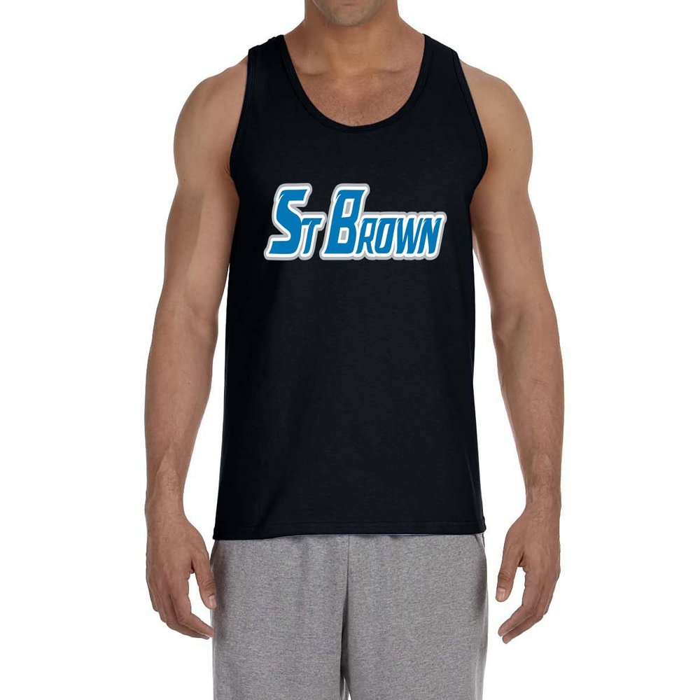 Black Detroit Amon Ra St Brown St Brown Logo Tank Top Adult Small
