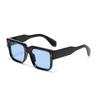 HJSTES Thick Square Sunglasses for Women Men Trendy Retro Square Frame Sun Glasses Chunky Rectangle Shades(Black Frame/Blue Lens) view 1
