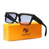HJSTES Thick Square Sunglasses for Women Men Trendy Retro Square Frame Sun Glasses Chunky Rectangle Shades(Black Frame/Blue Lens) view 4