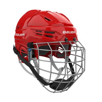 Bauer Re-Akt 55 Hockey Helmet Combo with Facemask, Senior (Red, Medium)