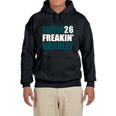Tenacious Tops Black Philadelphia Saquon Barkley Freakin Logo Hooded Sweatshirt Adult 2XL