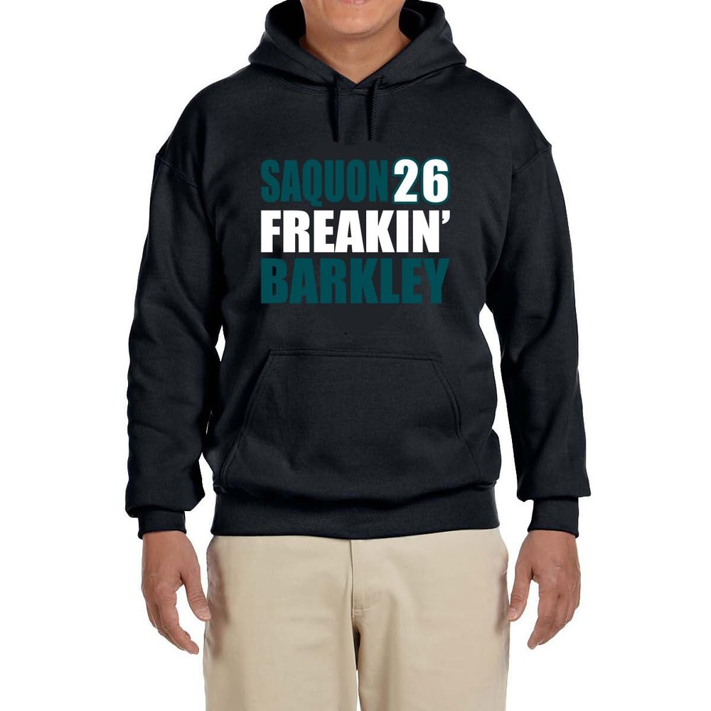 Tenacious Tops Black Philadelphia Saquon Barkley Freakin Logo Hooded Sweatshirt Adult 2XL