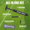 Hand Pump for Balls - Portable Ball Air Pump with Needle 3 pcs and Compact Case - Small Sports Inflator - Volleyball, Soccer, Basketball - Manual Inflation Devices (Black) view 2