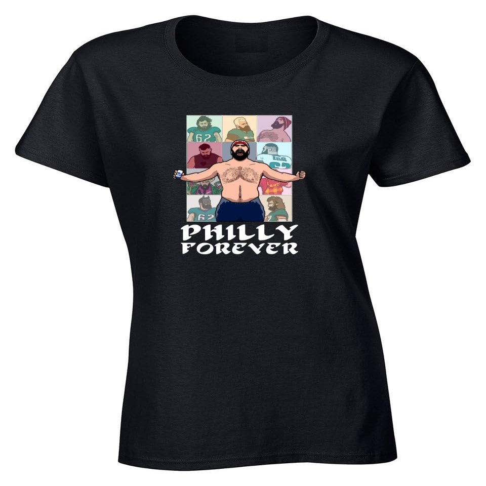 Black Jason Kelce Philly Forever Logo Womens T-Shirt Adult Medium