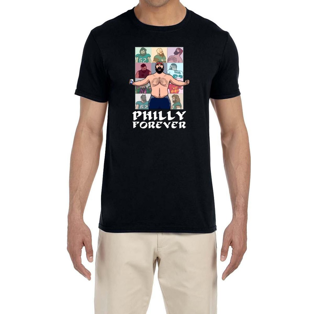 Black Jason Kelce Philly Forever Logo T-Shirt Youth Small