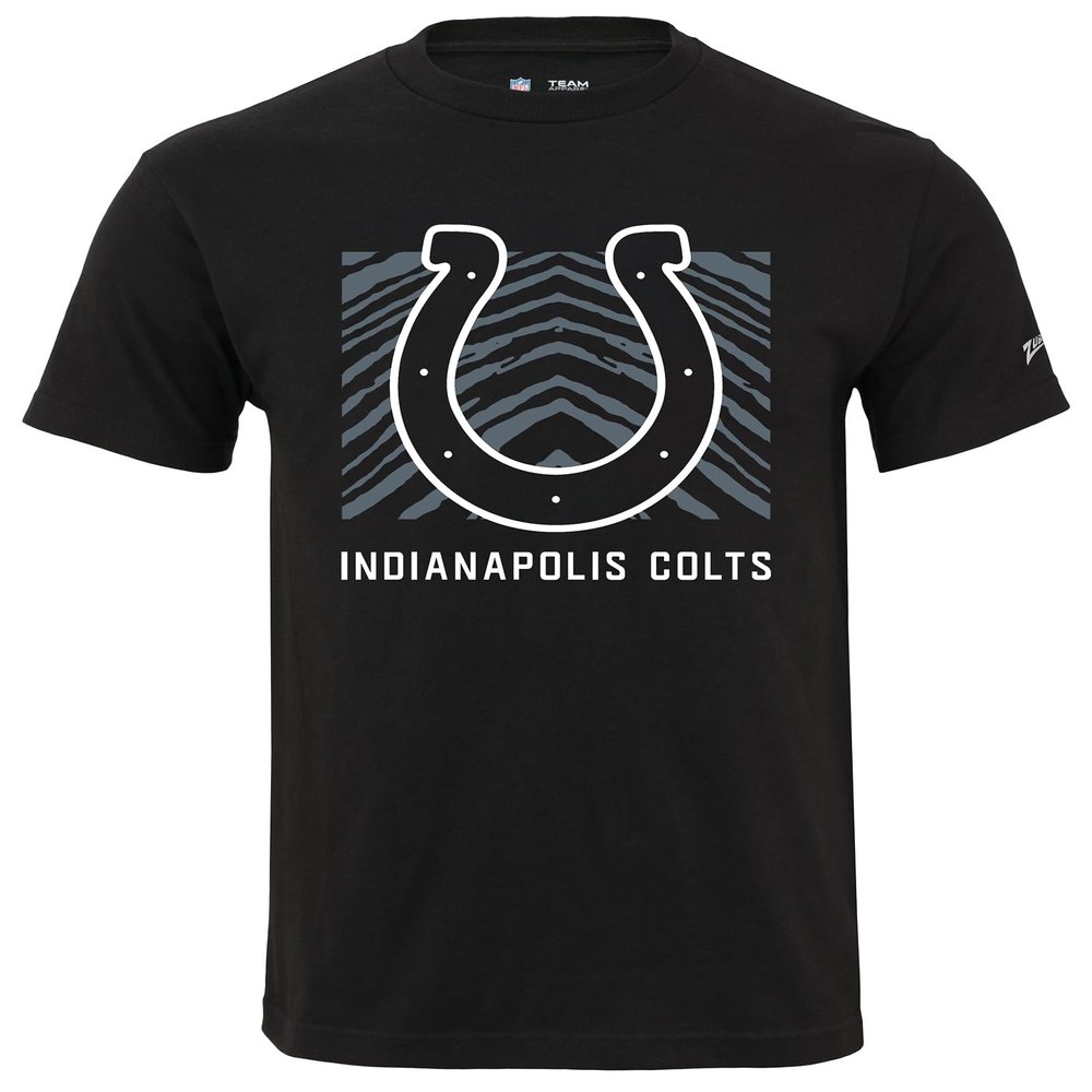 Zubaz NFL Adult Unisex Cotton Heavyweight Short Sleeve T-Shirt Black with Grey Tonal Tunnel Logo for Men and Women, Indianapolis Colts, Large