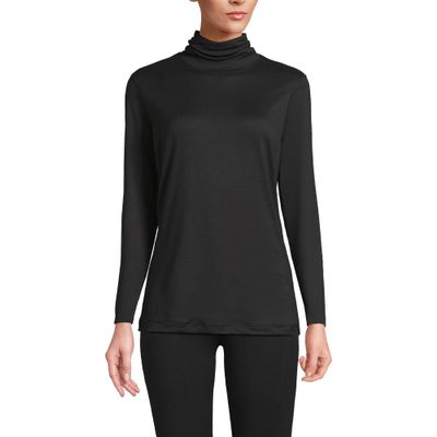 Lands' End Women's Baselayer Cozy Thermaskin Turtleneck Top Small Black