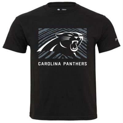 Zubaz NFL Unisex Cotton Heavy Weight Short Sleeve T-Shirt Black with Grey Tonal Tunnel Logo, Carolina Panthers, X-Large