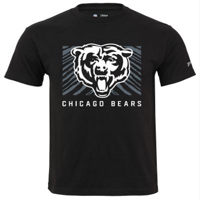 Zubaz NFL Adult Unisex Cotton Heavyweight Short Sleeve T-Shirt Black with Grey Tonal Tunnel Logo for Men and Women, Chicago Bears, Medium