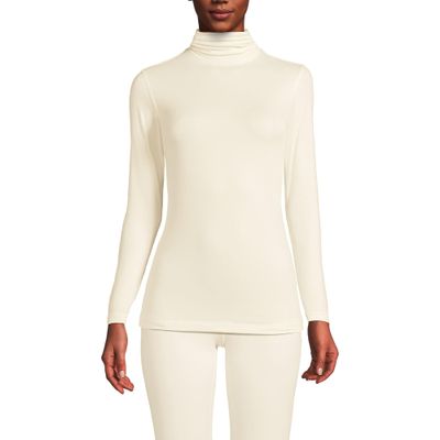 Lands' End Women's Baselayer Cozy Thermaskin Turtleneck Top X-Small Fresh Ivory