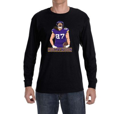 Long Sleeve Black Minnesota TJ Hockenson Logo T-Shirt Youth Medium