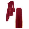 TSSOE Women's Flared Sleeve Liturgical Praise Dance Dress Worship Dance Tunic Overlay with Wide Leg Pants Burgundy Small view 1