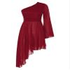 TSSOE Women's Flared Sleeve Liturgical Praise Dance Dress Worship Dance Tunic Overlay with Wide Leg Pants Burgundy Small view 3